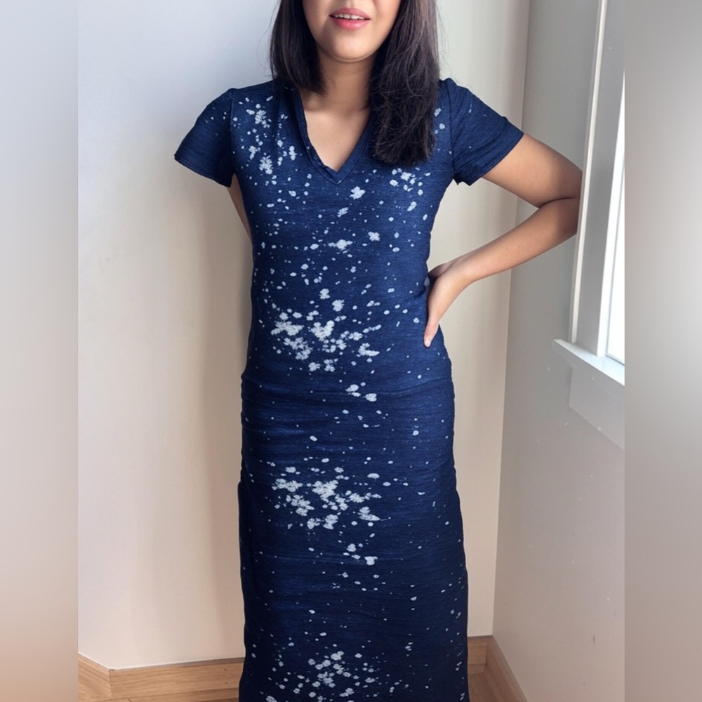 Monrow Dark Blue Splatter Midi Dress